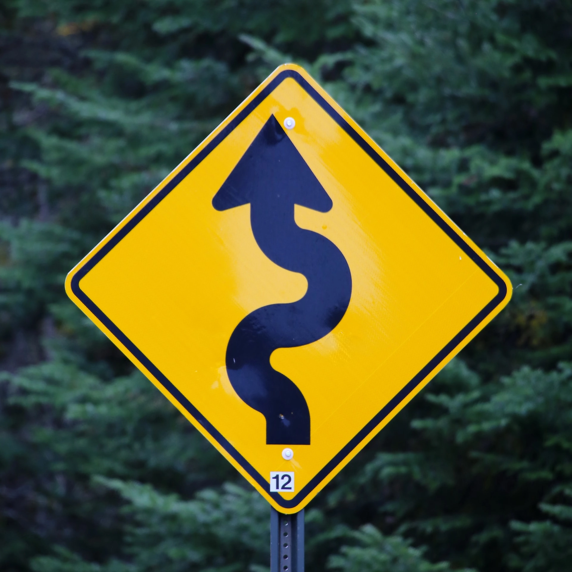 Image of a winding road warning sign.